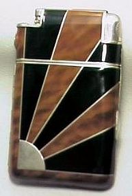 Art Deco lighter with sunrise pattern