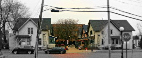 Braun Court in Ann Arbor is pedestrian friendly, a House Cluster and a Small Public Square