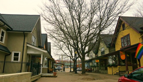 Braun Court view from the West showing its character as a Small Public Square