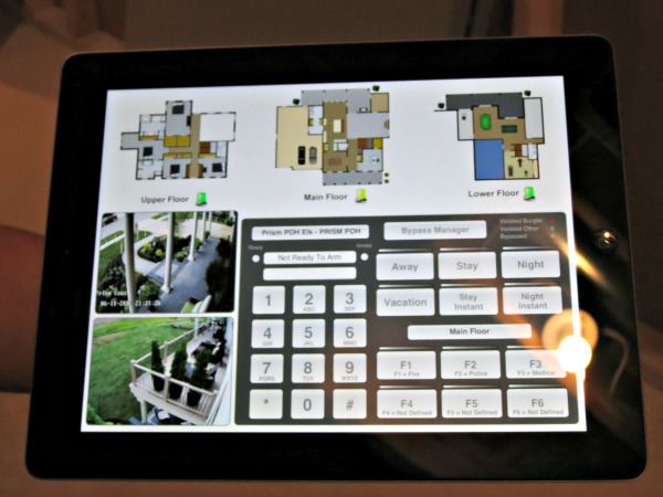This IPAD screen shows the control of the cameras using the home automation system