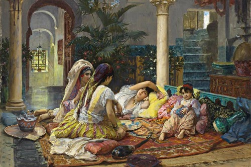 Houses in Art - Frederick Arthur Bridgman - In the Harem - 1894