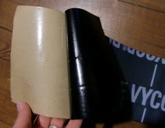 Grace Vycor Plus flexible flashing with backing peeled