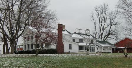 Greek Revival Architecture,Gray Farmhouse Side View