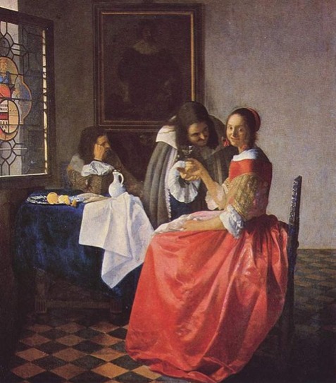 Houses in Art - Jan VerMeer - Lady and Two Gentlemen - 1659