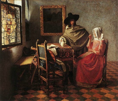 Houses in Art - Jan VerMeer - Lady Drinking and a Gentleman - 1658