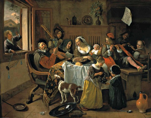 House Interiors as painted by the Masters - Jan Steen - The Cheerful Family - 1658