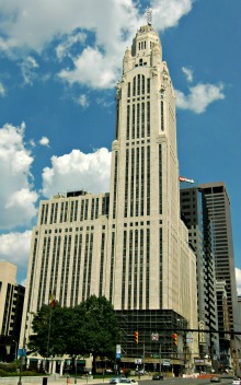 Art Deco Skyscraper now known as the Leveque Tower in Columbus, Ohio is now undergoing a renovation