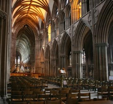 Lichfield Cathedral, an example of the Early English Decorated style that Ruskin preferred.