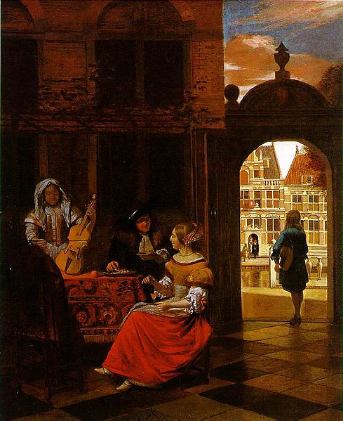 Houses in Art - Courtyard Architecture - Pieter de Hooch - Musical Party in Courtyar - 1677