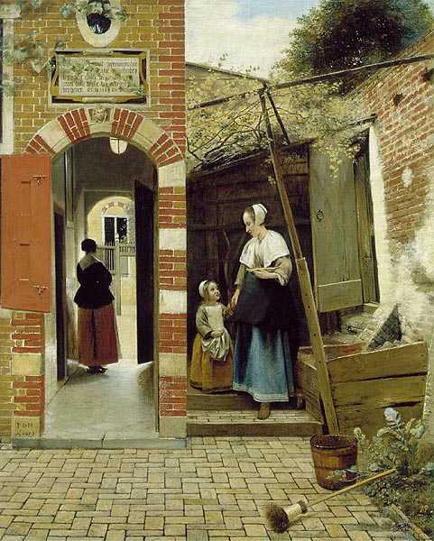 Houses in Art - Courtyard Architecture - Woman and Child