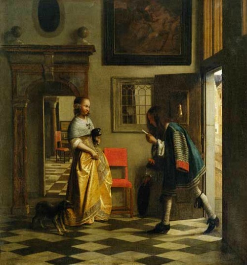 Houses in Art - Interiors - Pieter de Hooch - The Messenger