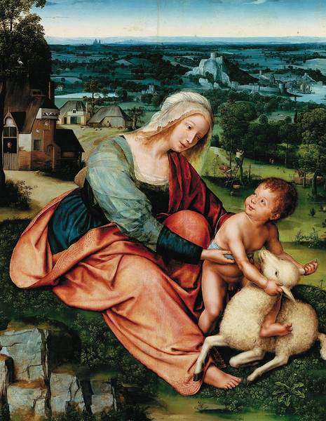 Houses in Art - Quentin Matsys - Madonna with Child and Lamb - 1516