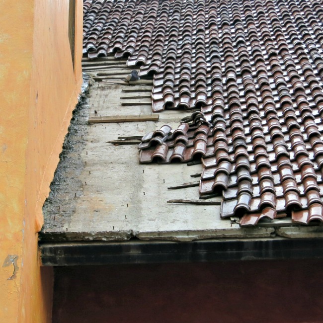 Poured concrete roof in Mexico, overlaid with Spanish Tile.