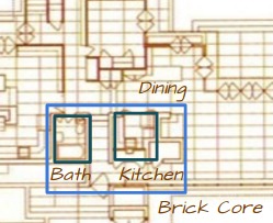 Map of Bath and Kitchen of the Rosenbaum House - A Frank Lloyd Wright Usonian House