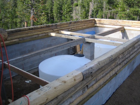 View of the log cabin basement