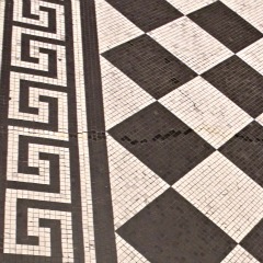 Floor tile design found at the National Gallery in London - this border is a Greek Key - a very common design in Ancient Greek Architecture - bathroom tile design ideas