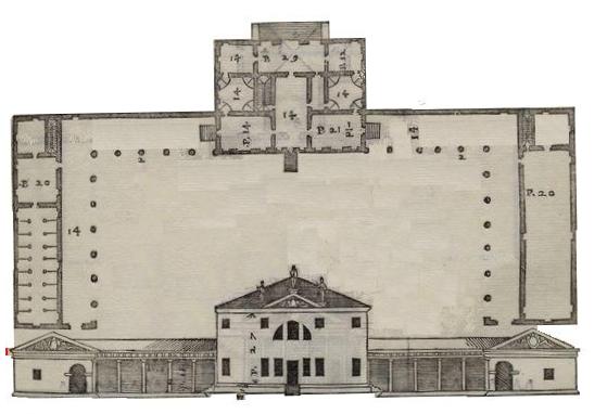 Palladian house woodcut from 