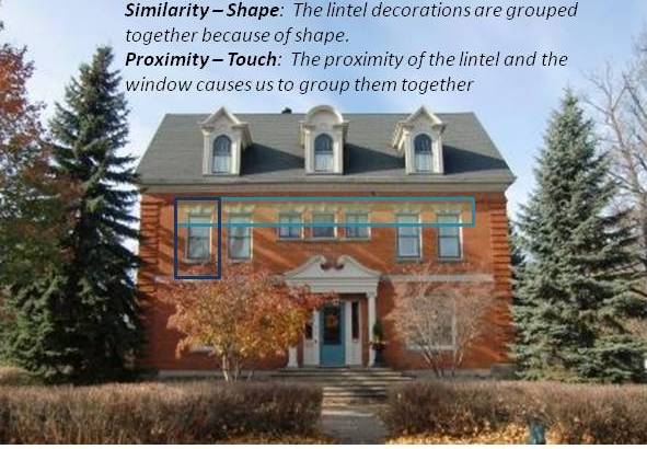 gestalt proximity example showing windows touching the lintels