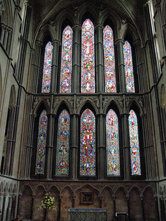 Gothic Arches form a large arch window in Worcester Cathedral