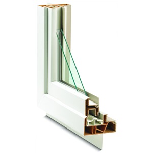 An cross-section of a double pane window