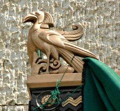 Gold Egyptian bird adorns a doorway at the Leveque Tower in Columbus, OH