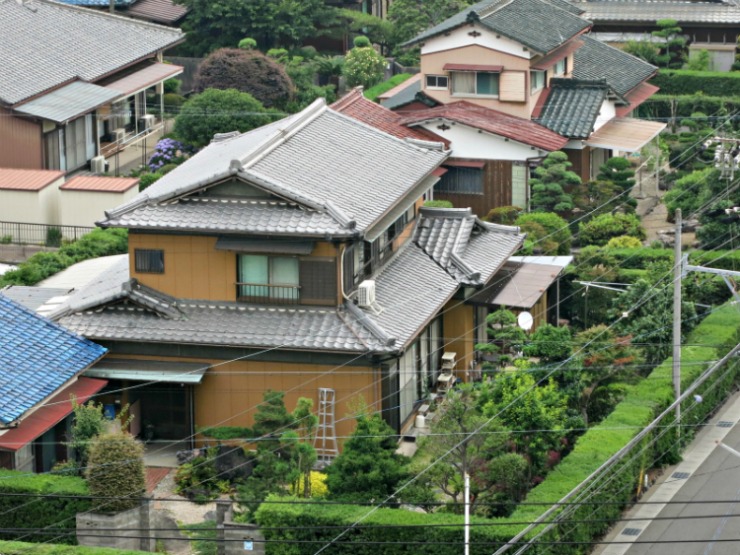 A view of a Japanese Houses from my Hotel Room in Hiratacho, Suzukashi