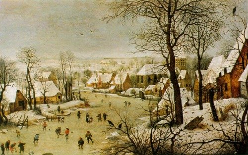 Houses in Art - Pieter Bruegel the Elder - Winter Scene with Bird Trap - 1565