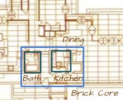 Map of Bath and Kitchen of the Rosenbaum House - A Frank Lloyd Wright Usonian House