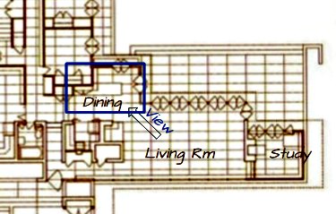 Map of the Dining Room in the Rosenbaum House - a Frank Lloyd Wright Usonian House