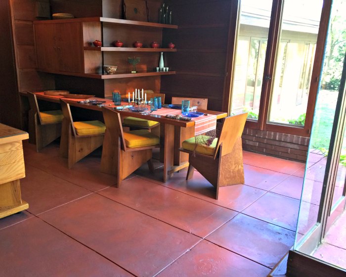 Dining Room in the Rosenbaum House - a Frank Lloyd Wright Usonian House