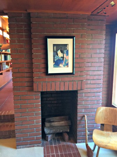 Study Hearth in the Rosenbaum House, a Frank Lloyd Wright Usonian House