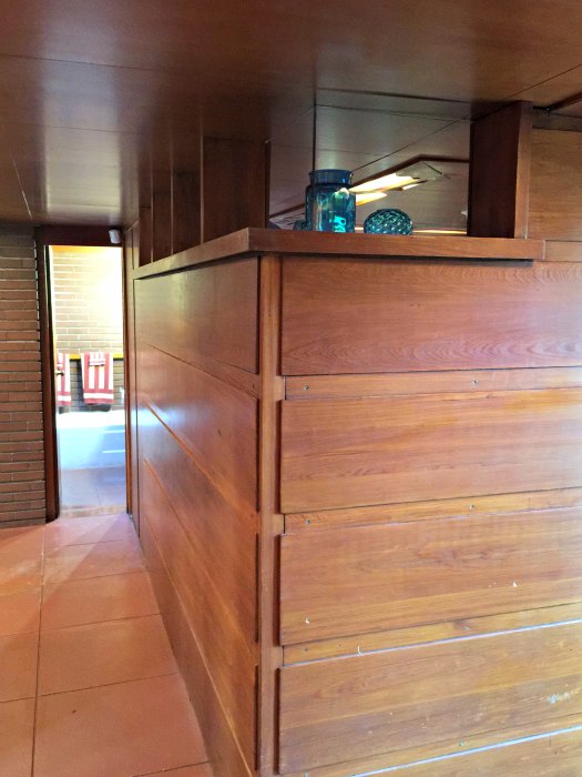 The view to the bathroom in the Rosenbaum Home - a Frank Lloyd Wright Usonian House