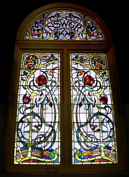 Stained Glass Window by Louis Comfort Tiffany in the Art  Nouveau Style – New South Whales Grand Railroad