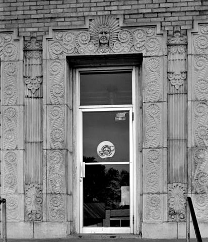 The Adair County Courthouse is not a classical building, but the Art Deco artists went crazy with volutes.