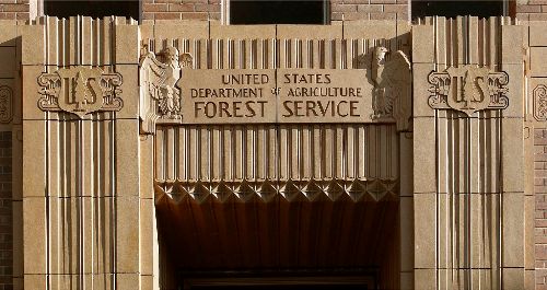 Art Deco Architecture Forest Service Building Entrance in Ogden, UT