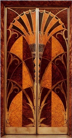 Papyrus motif on Art Deco elevator door from the Chrysler Building.  I found these doors all over the internet, but the site I got this pic from is an awesome site and well worth a visit.  But come back.