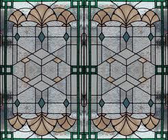 art deco stained glass window with shells theme