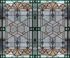 art deco stained glass window with shells theme