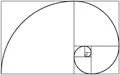 the golden rectangle with the golden spiral imposed upon it