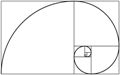 the golden rectangle with the golden spiral imposed upon it