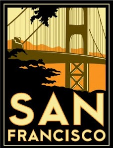 Art Deco Golden Gate Bridge Postcard for San Fransisco