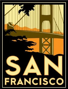Art Deco Golden Gate Bridge Postcard for San Fransisco