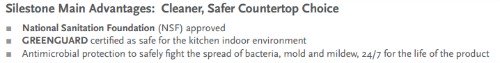Silestone anti-microbial claims