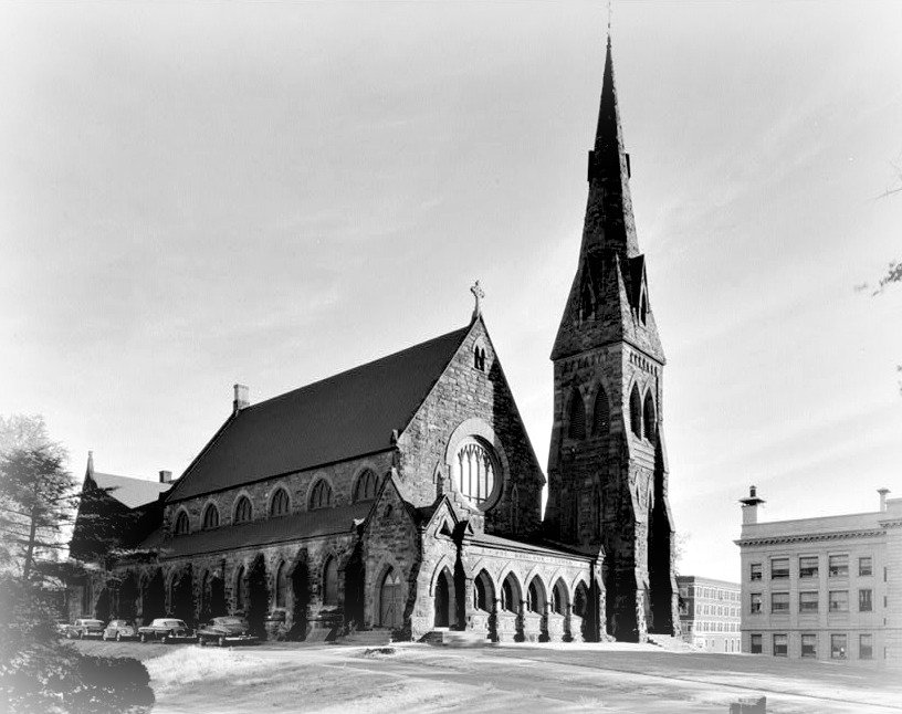 Unity Church in Springfield, Mass - 1867 - Henry Hobson Richardson's first commission.  It is in the Gothic style, not the Richardsonian Romanesque.